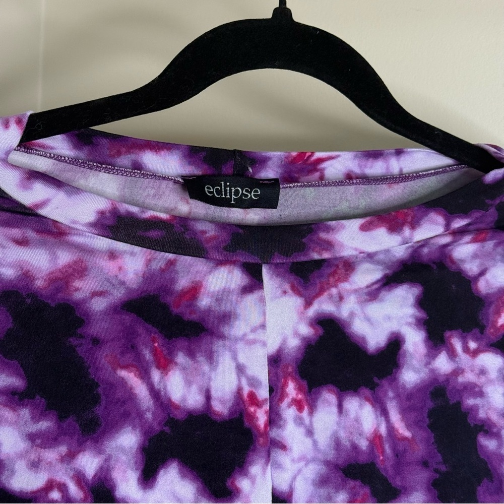 Eclipse Vivid Purple Tie-Dye Crop Top | Twist Front | Trendy Y2K funky shirt - Picture 3 of 4